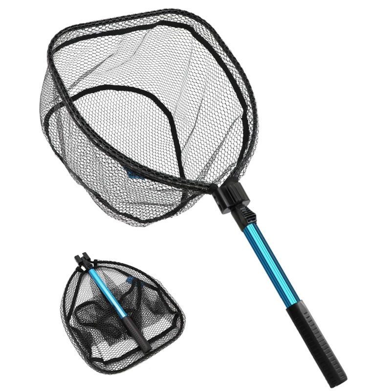 SAN LIKE Collapsible Telescopic Pole Fishing Net - Folding Extend Rubber Coated Freshwater Saltwater Landing Net for Trout Bass Steelhead Salmon Kayak (SD-139SS(80CM)) - Image 1